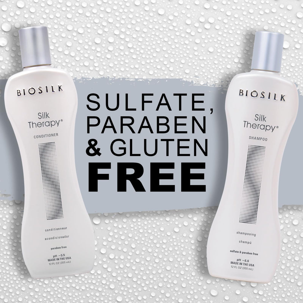BioSilk Silk Therapy duo on countertop illustrates luxury haircare routine.