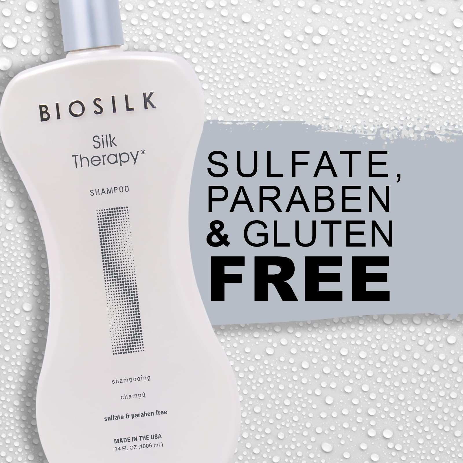 Application shot shows scalp cleansing with BioSilk Silk Therapy Shampoo.
