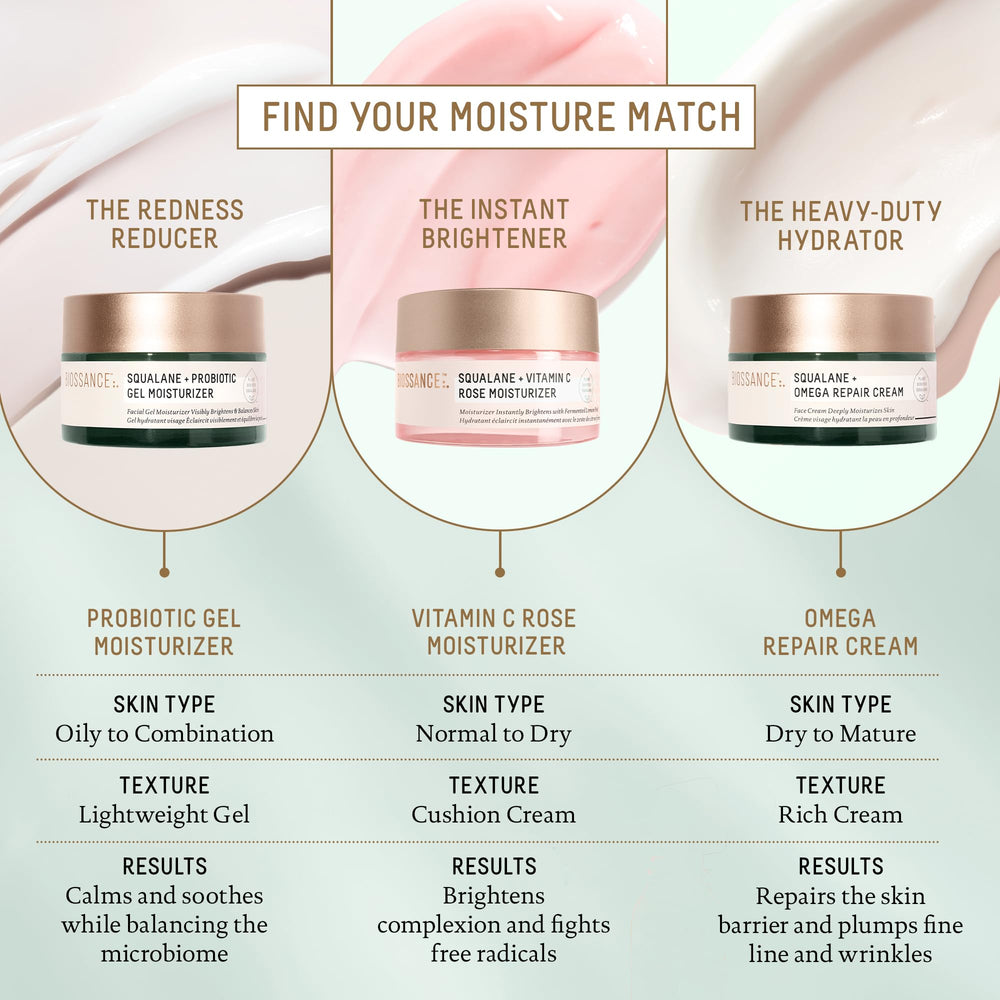 BIOSSANCE Squalane + Omega Repair Cream with ceramides supports skin barrier resilience.