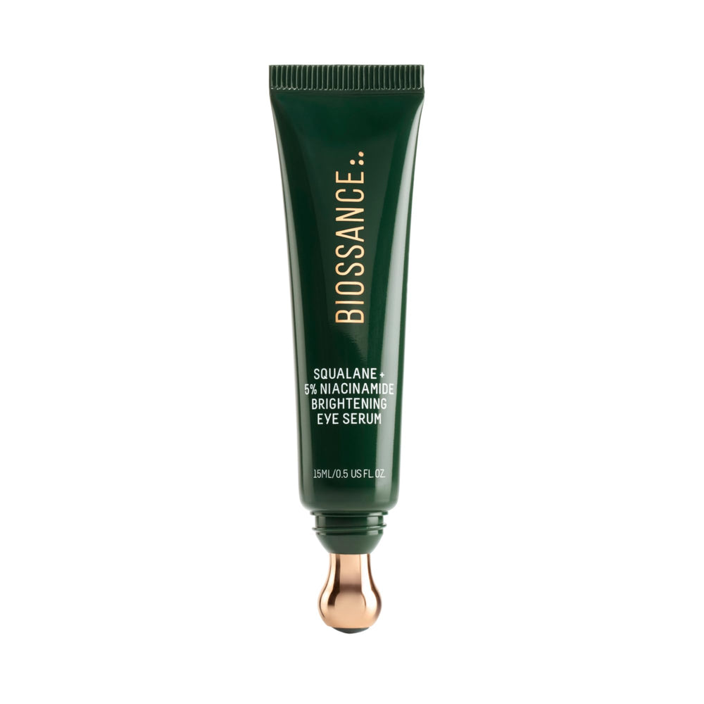 BIOSSANCE Eye Serum rollerball cooling delivers a soothing lymphatic massage for a refreshed look.