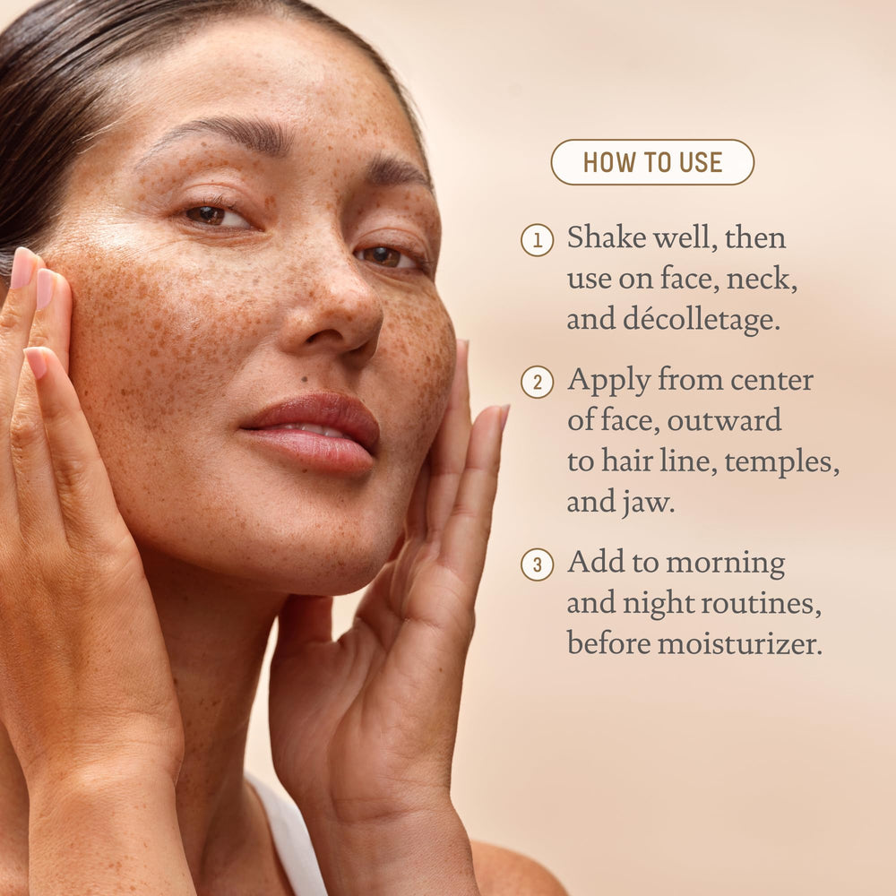 BIOSSANCE Hyaluronic acid hydration shot showing plump, dewy skin after use.
