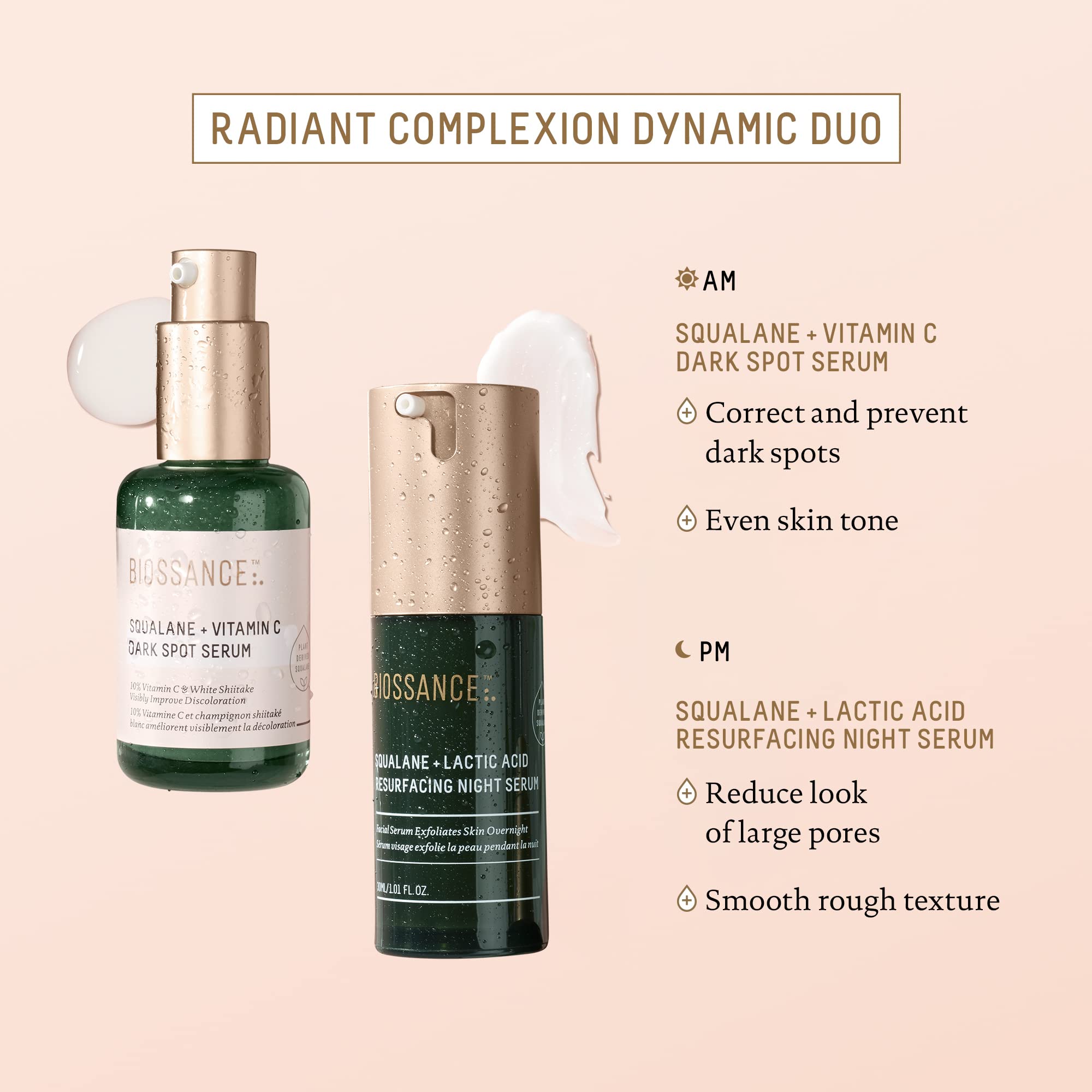 Neck and décolletage application of BIOSSANCE serum for even tone.