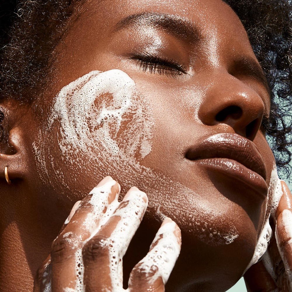 BIOSSANCE gentle daily cleanser shown as part of a skincare routine