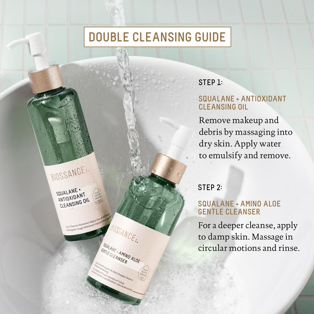 BIOSSANCE cleanser smooths pores for a refined complexion after use