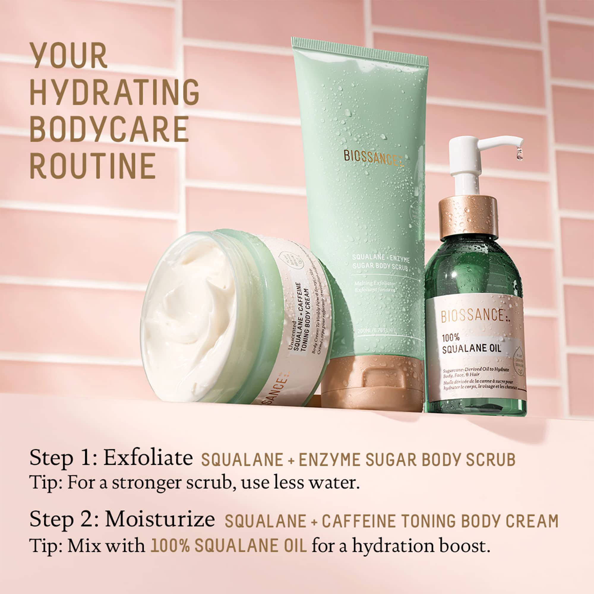 BIOSSANCE Squalane on body delivers lasting, comfortable hydration.