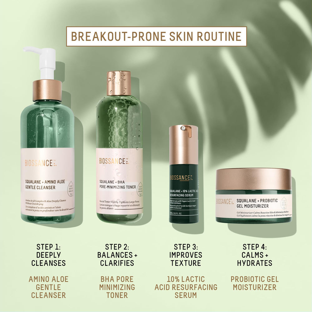 Biossance Squalane + Probiotic Gel Moisturizer pore-detail shot hints minimized pores.