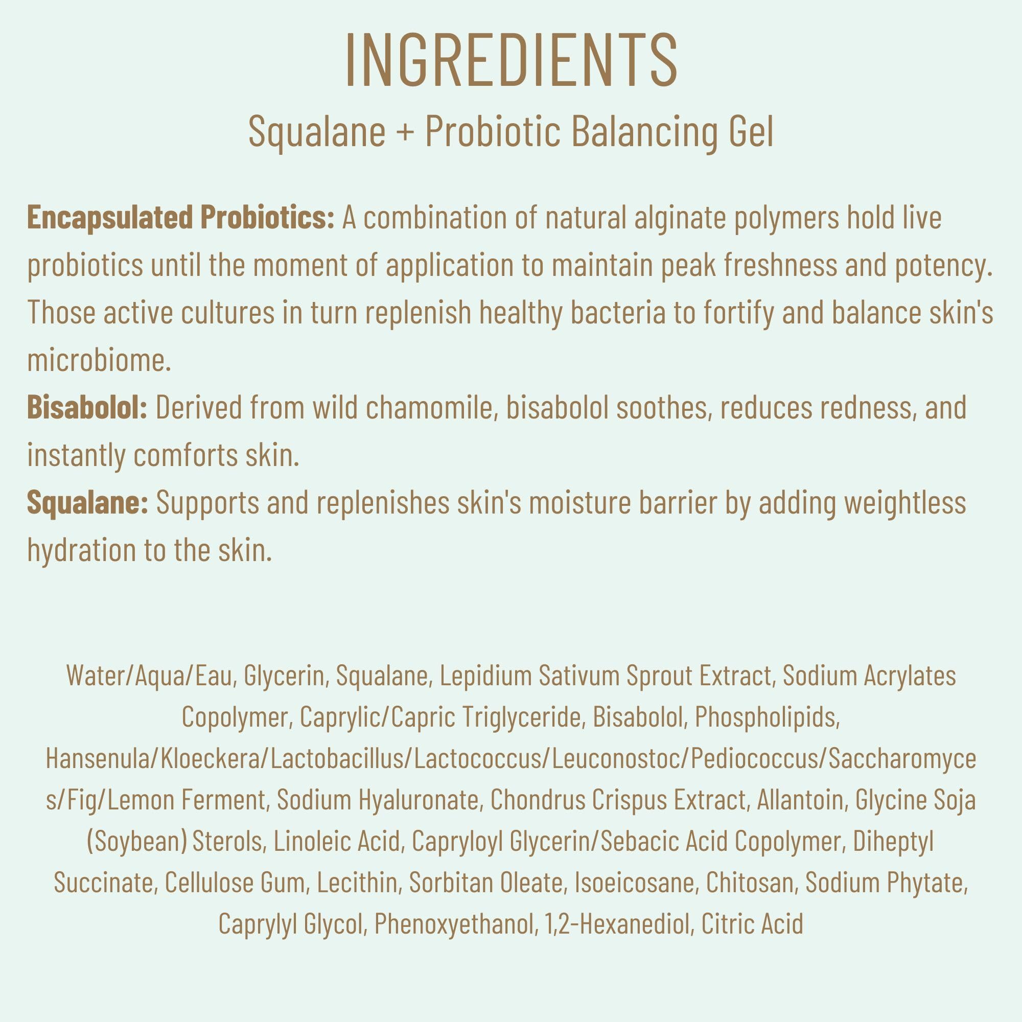 Biossance Squalane + Probiotic Gel Moisturizer skin tone look suggests balanced glow.