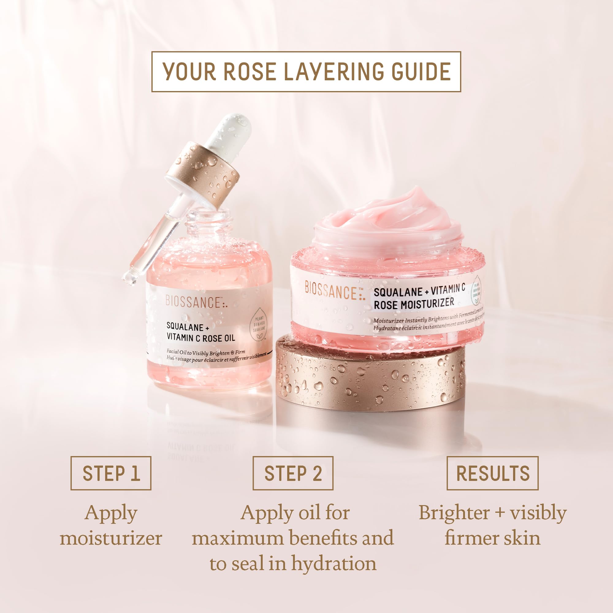 Applying BIOSSANCE Squalane + Vitamin C Rose Moisturizer on skin