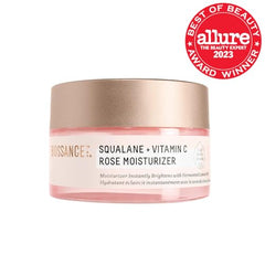 BIOSSANCE Squalane + Vitamin C Rose Moisturizer jar with rich texture
