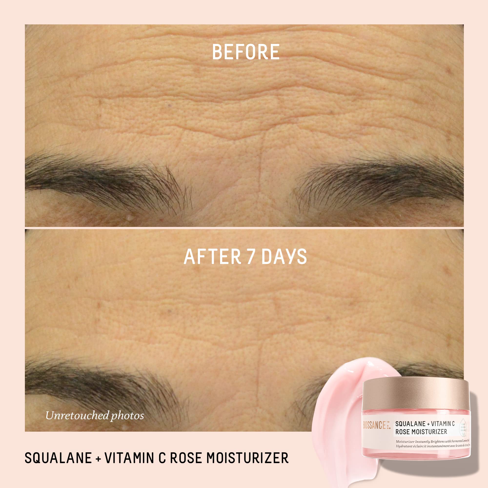 Cream texture swirl of BIOSSANCE Squalane + Vitamin C Rose Moisturizer