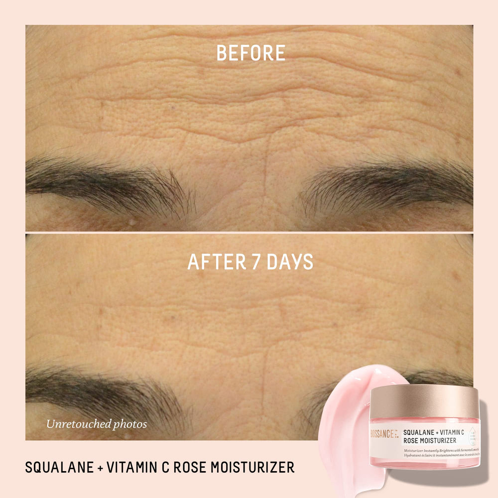 Cream texture swirl of BIOSSANCE Squalane + Vitamin C Rose Moisturizer