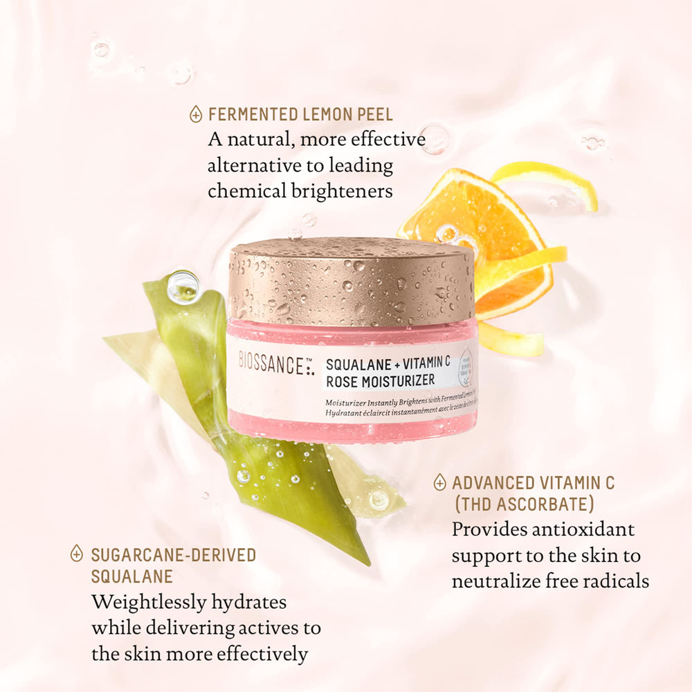 Vitamin C drops within BIOSSANCE Squalane + Vitamin C Rose Moisturizer