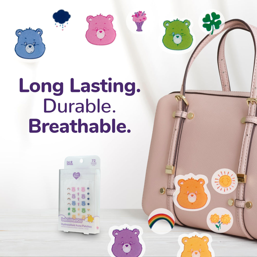 BioSwiss Tenderheart Bear patch conceals blemish during activities.
