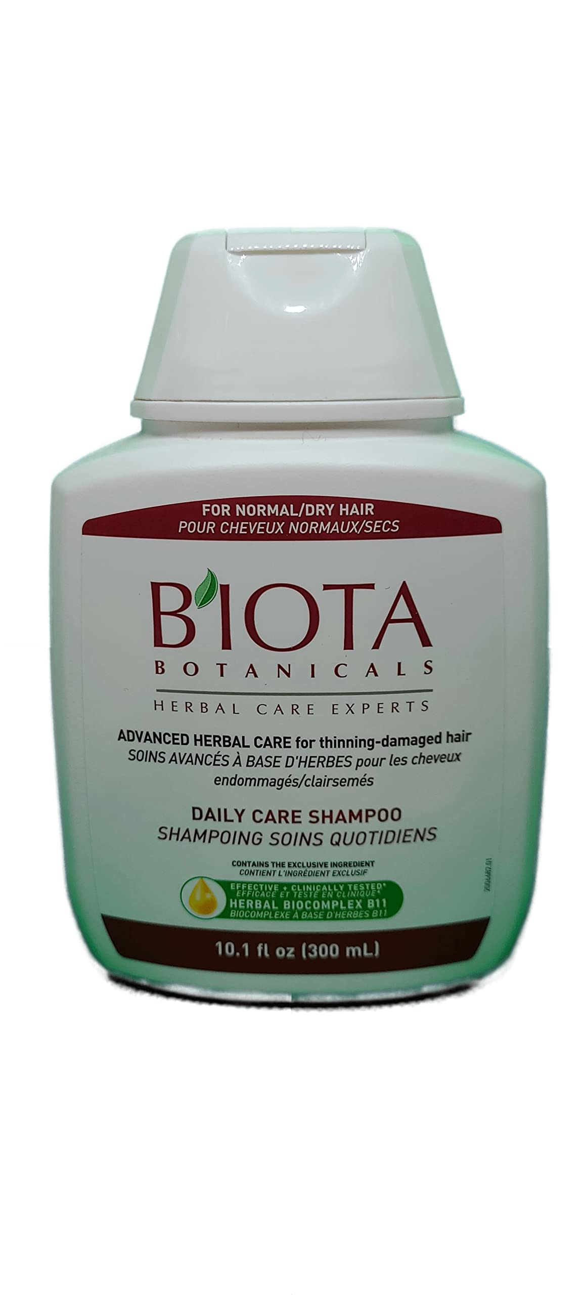 Biota Daily Care Shampoo bottle front showing the herbal formula for thinning hair