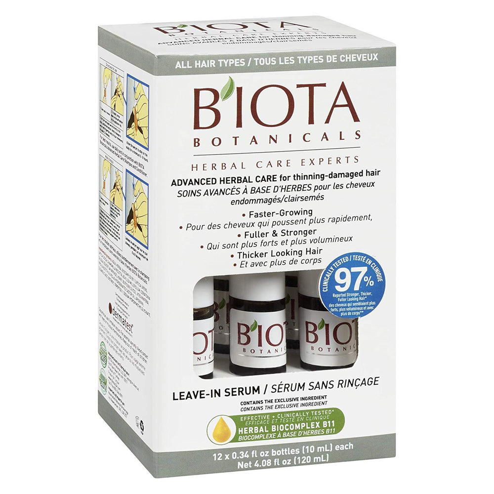 Biota Botanicals Advanced Herbal Care Leave-In Serum application shot demonstrating easy scalp use.