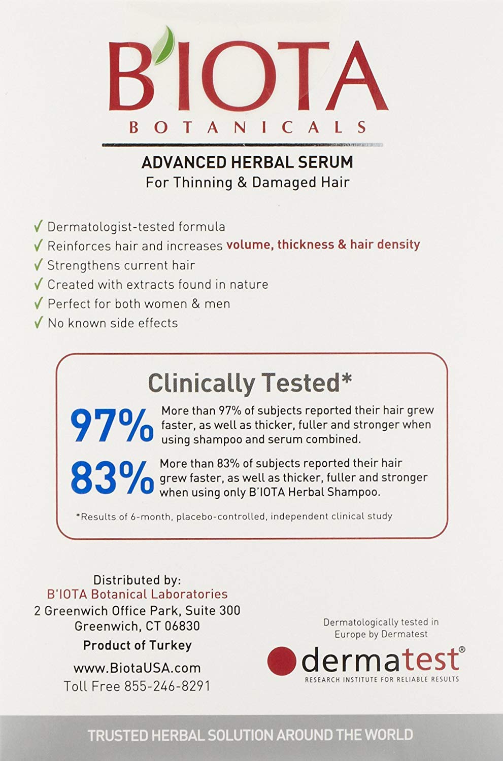 Biota Botanicals Advanced Herbal Care Leave-In Serum texture close-up highlighting lightweight, non-greasy feel.