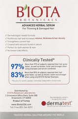 Biota Botanicals Advanced Herbal Care Leave-In Serum texture close-up highlighting lightweight, non-greasy feel.