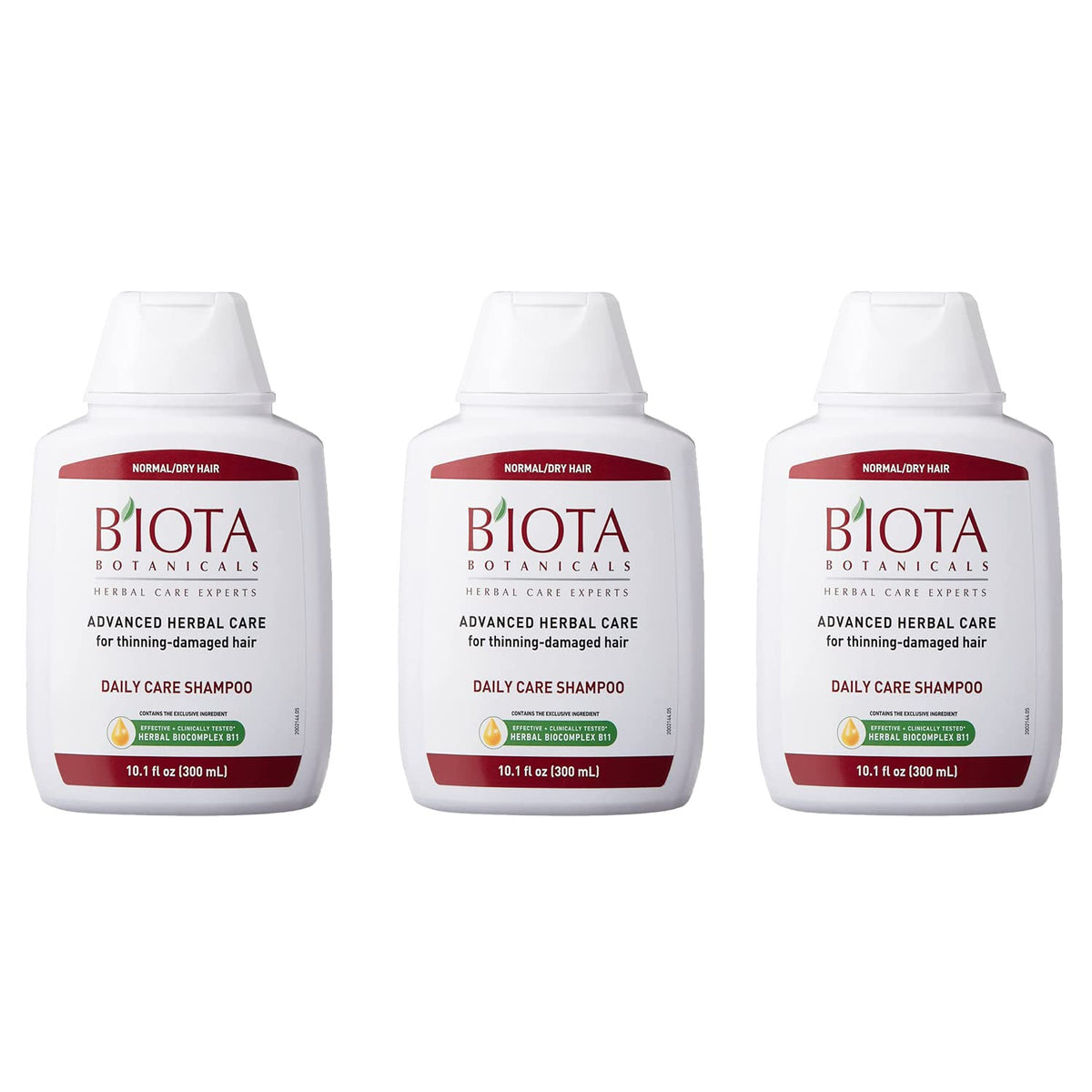 Biota Daily Care Shampoo bottle front showing herbal formula for thinning hair