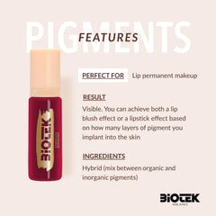 Biotek Bordeaux pigment packaging box highlighting Italian-made vegan formula.