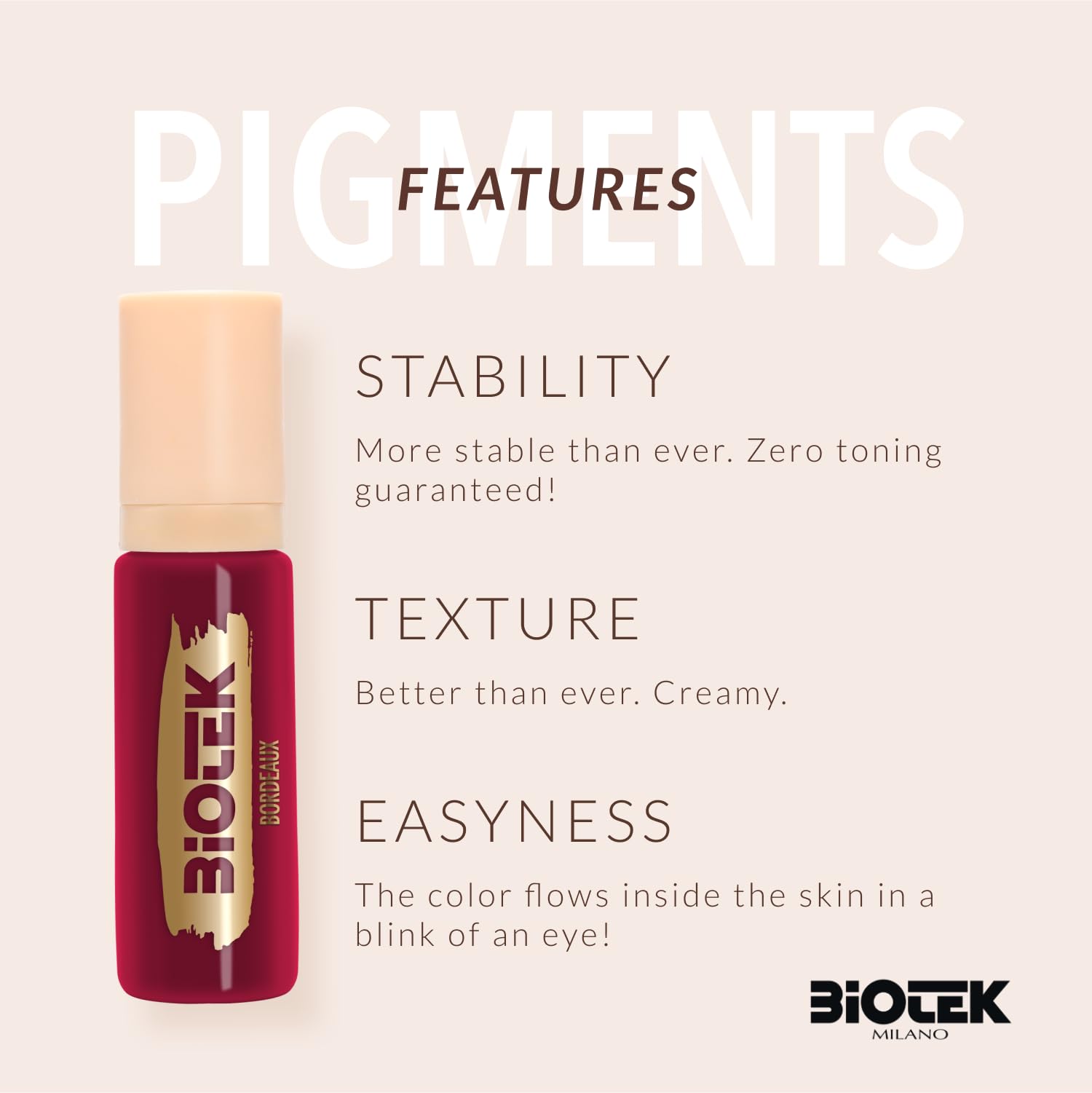 Biotek Bordeaux pigment texture close-up showing smooth consistency.