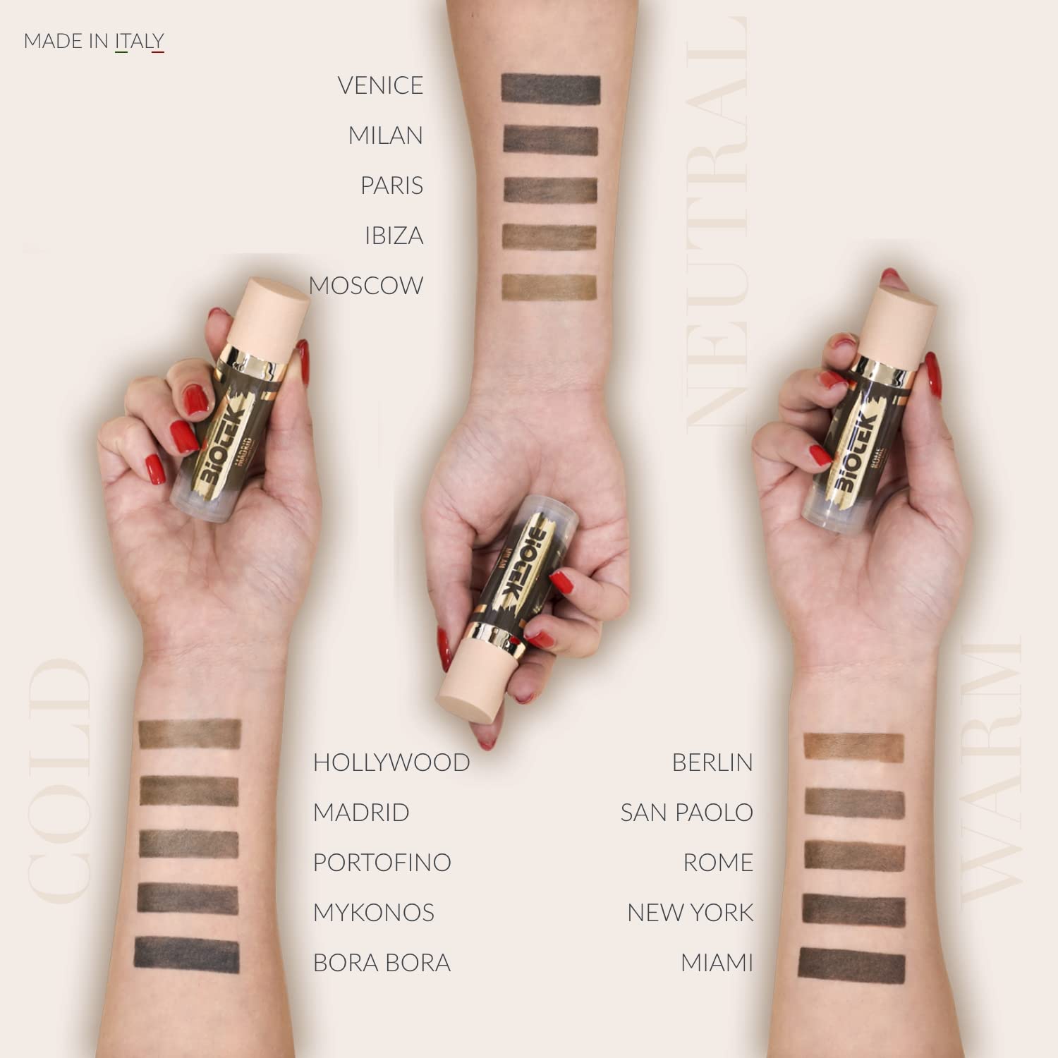 Biotek Venice brow pigment swatch, suitable for very dark brows on neutral complexions