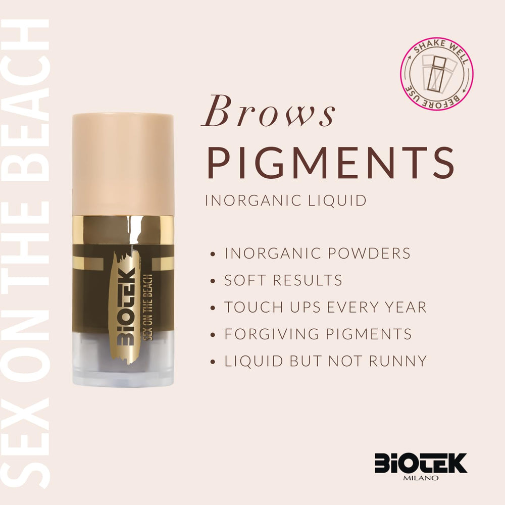Applying the pigment for brow shading with a pixel effect.