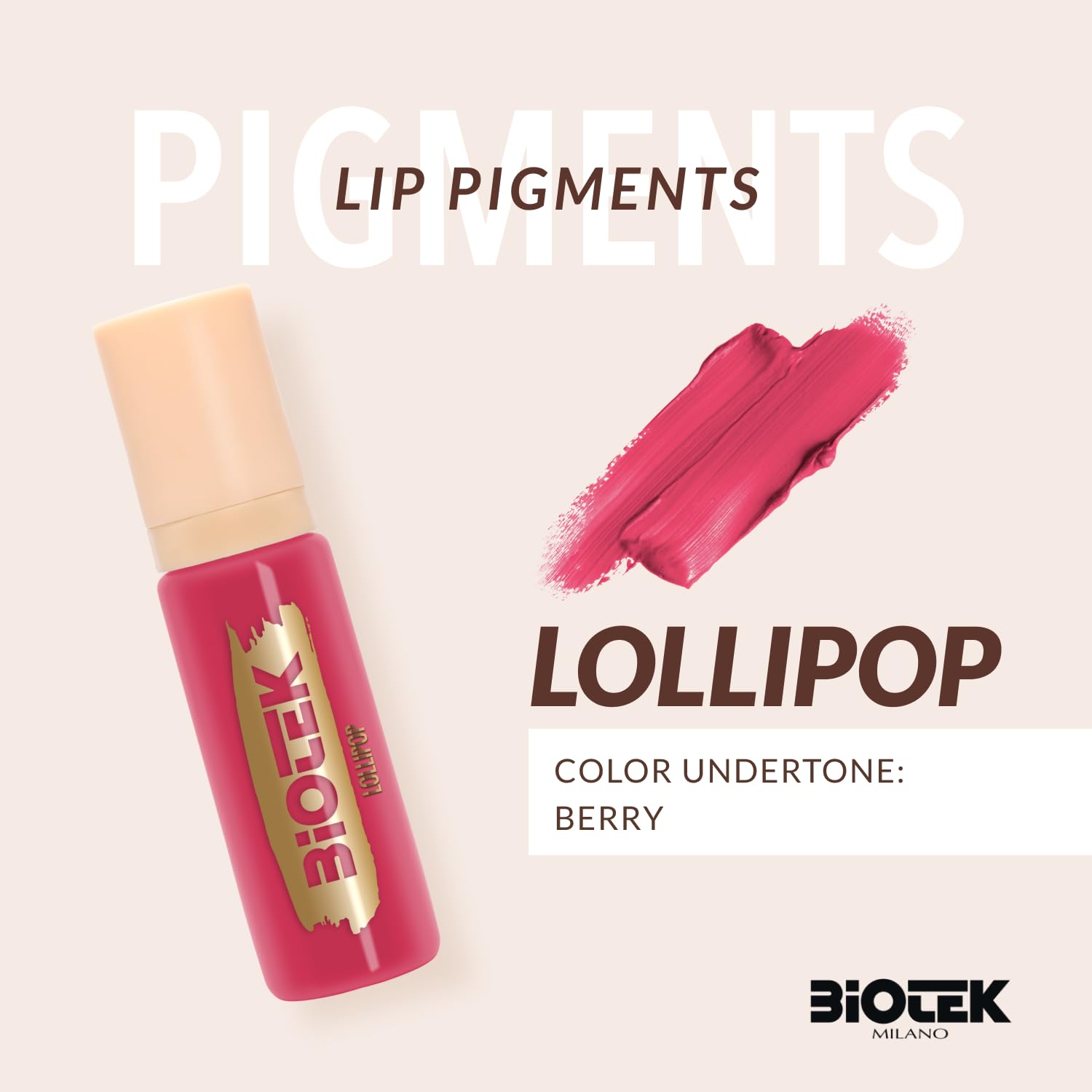 Biotek Lollipop color swatches display lipstick shade variety.