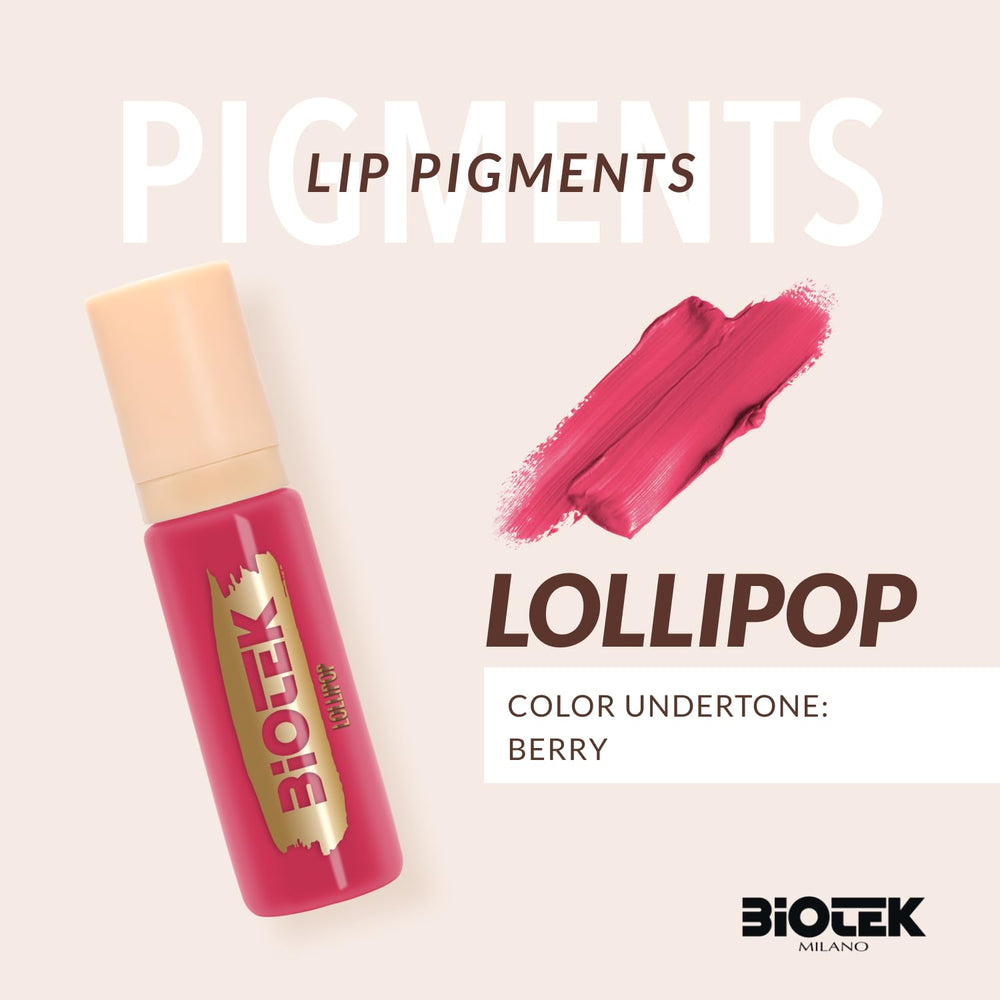 Biotek Lollipop color swatches display lipstick shade variety.
