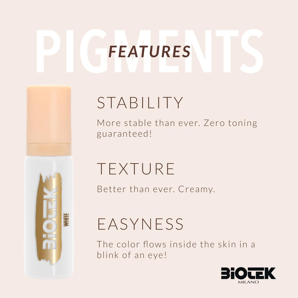 Biotek white pigment in airless bottle showing waste-minimizing packaging