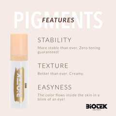 Biotek white pigment in airless bottle showing waste-minimizing packaging