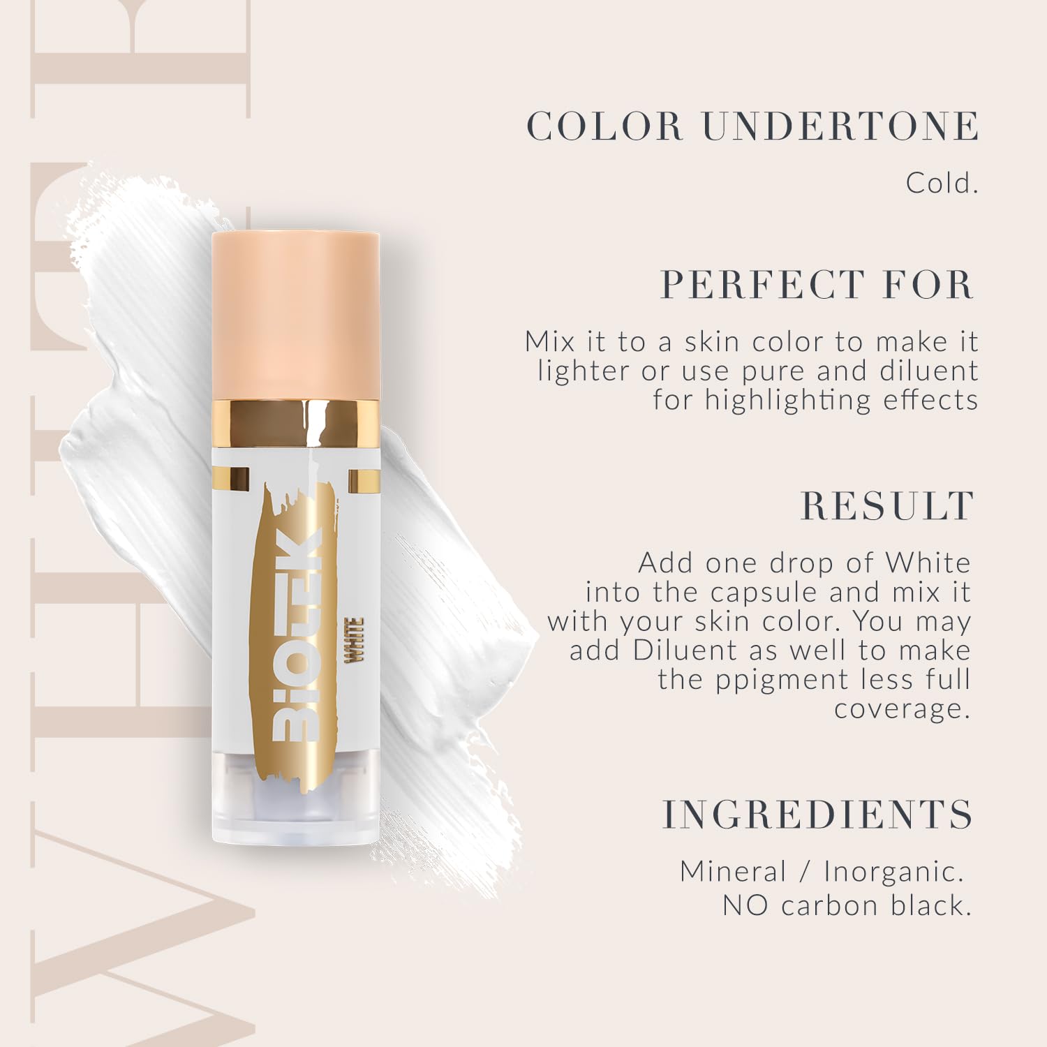 Biotek White PMU pigment for eyebrow highlights delivering defined brows.