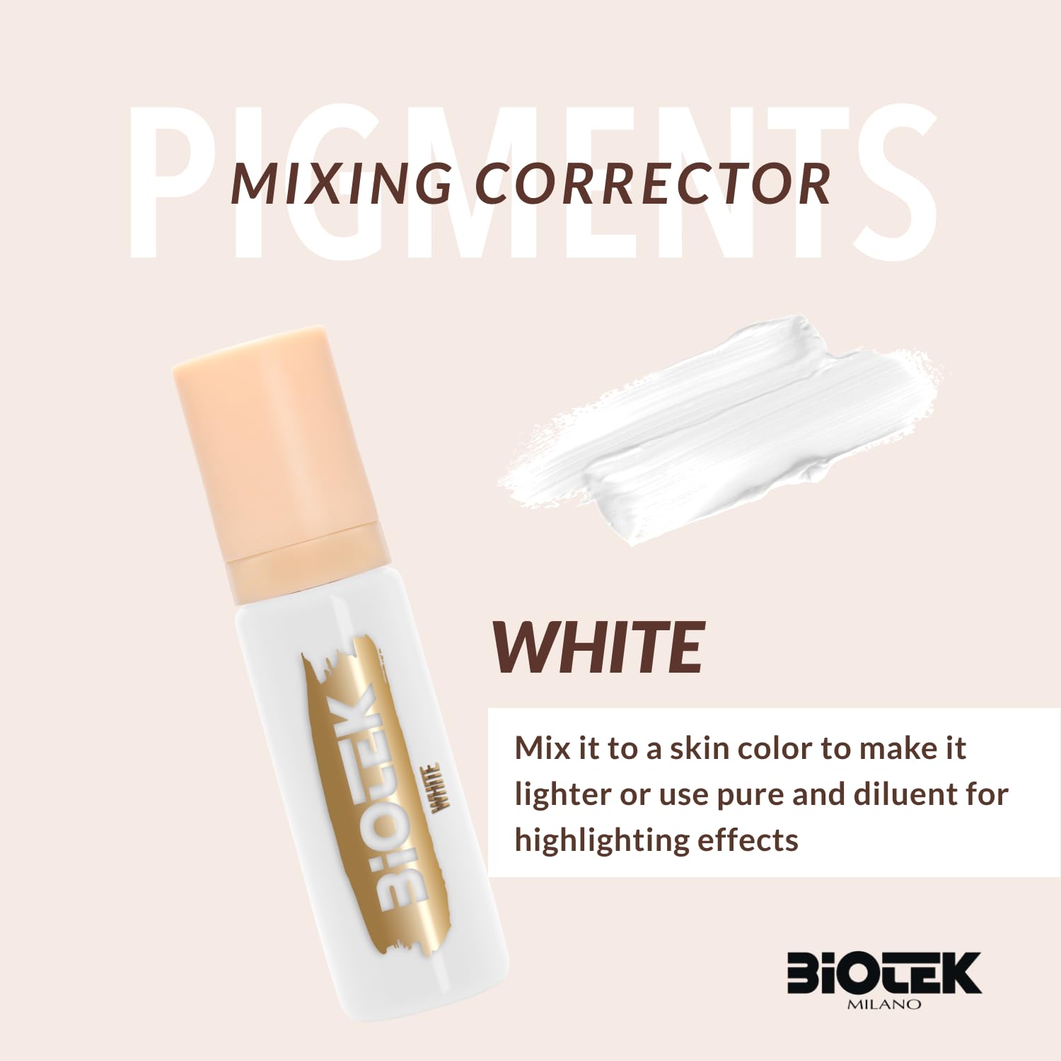 Biotek white pigment for eyebrow highlights creates crisp, defined brows