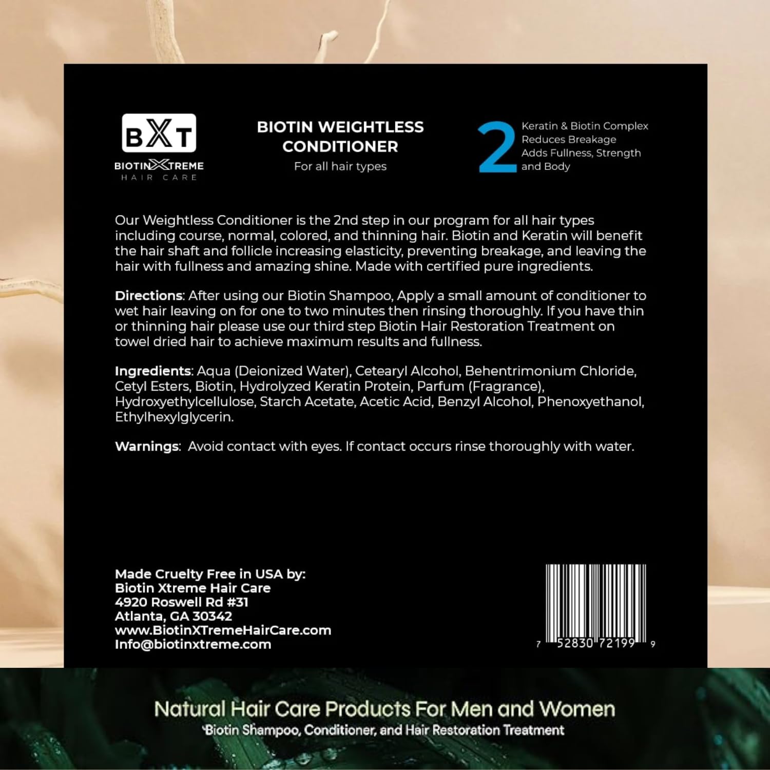 Biotin X Treme natural ingredients visual featuring biotin and keratin