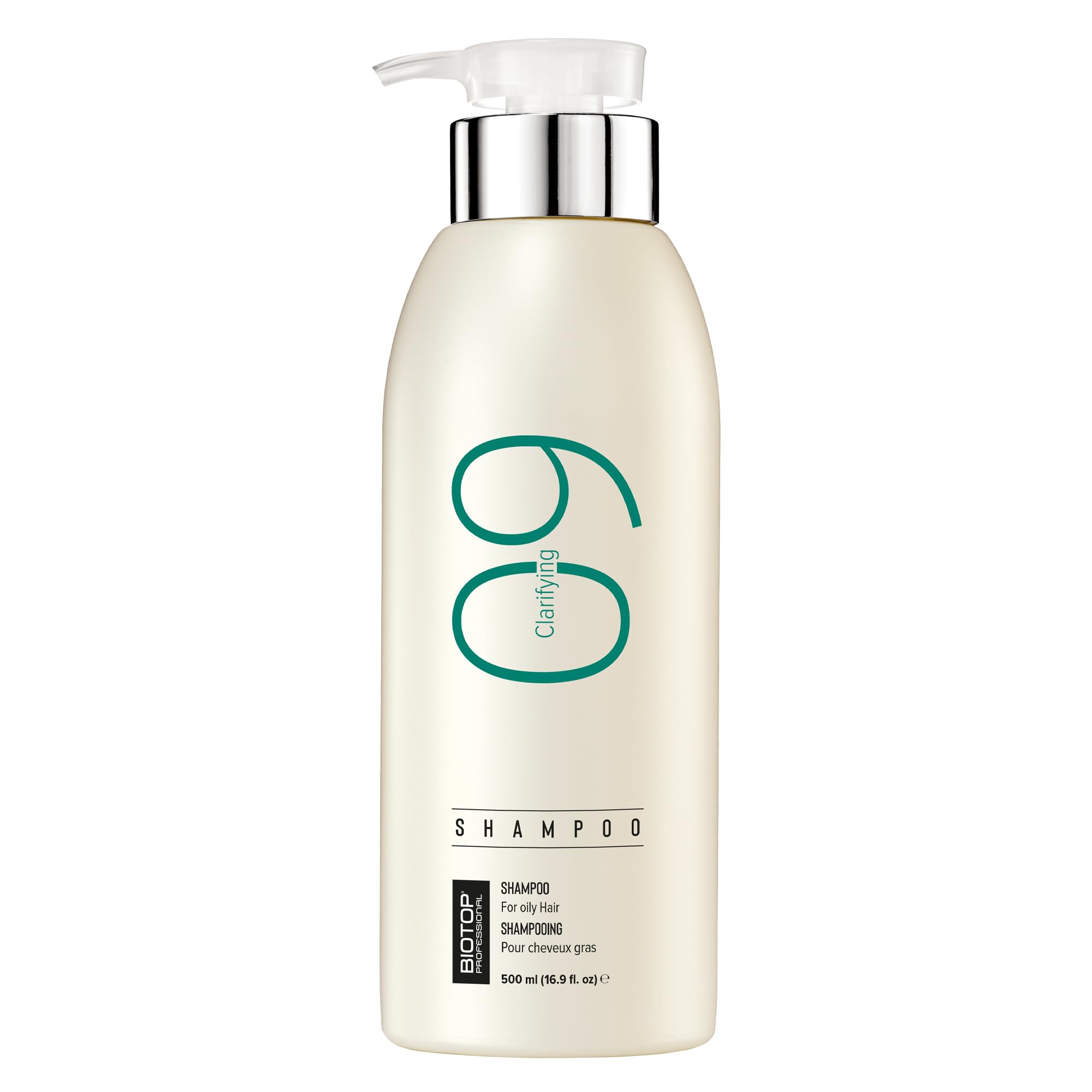 Biotop Professional 09 bottle pouring to cleanse oil buildup on the scalp