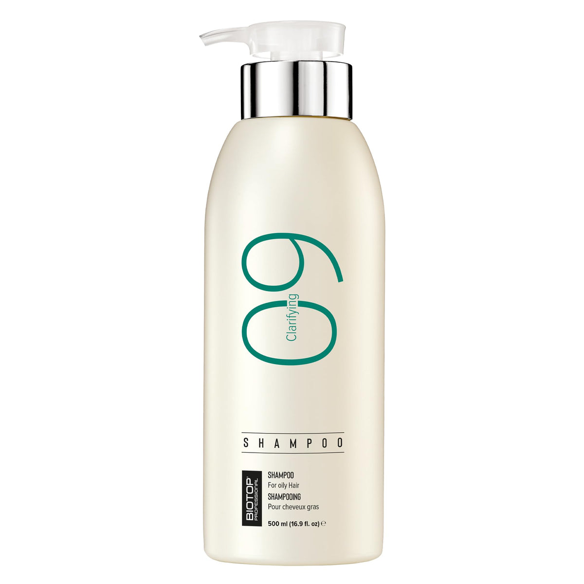 Biotop Professional 09 bottle pouring to cleanse oil buildup on the scalp