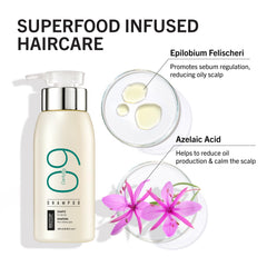Biotop Professional 09 clarifying shampoo lathering on scalp for refreshed, oil-balanced hair