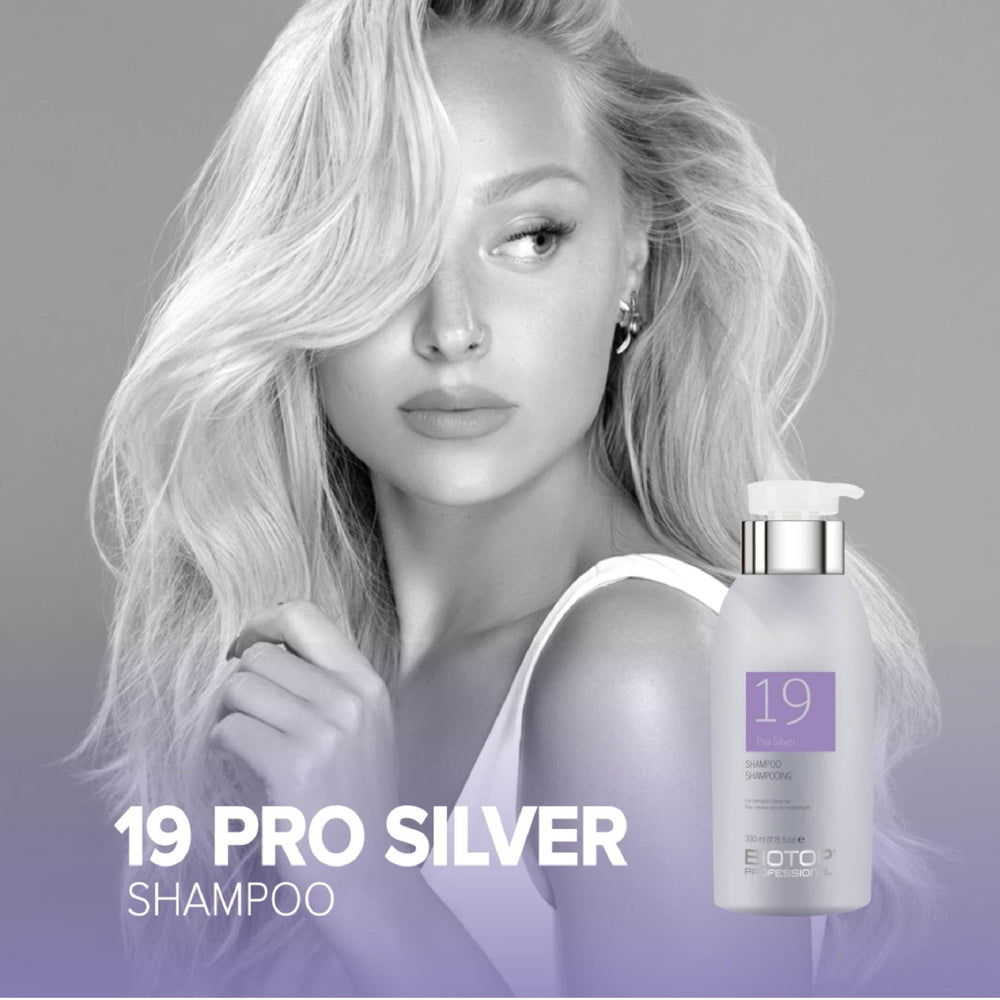 Biotop Professional 19 Pro Silver Shampoo lathering on hair to refresh color