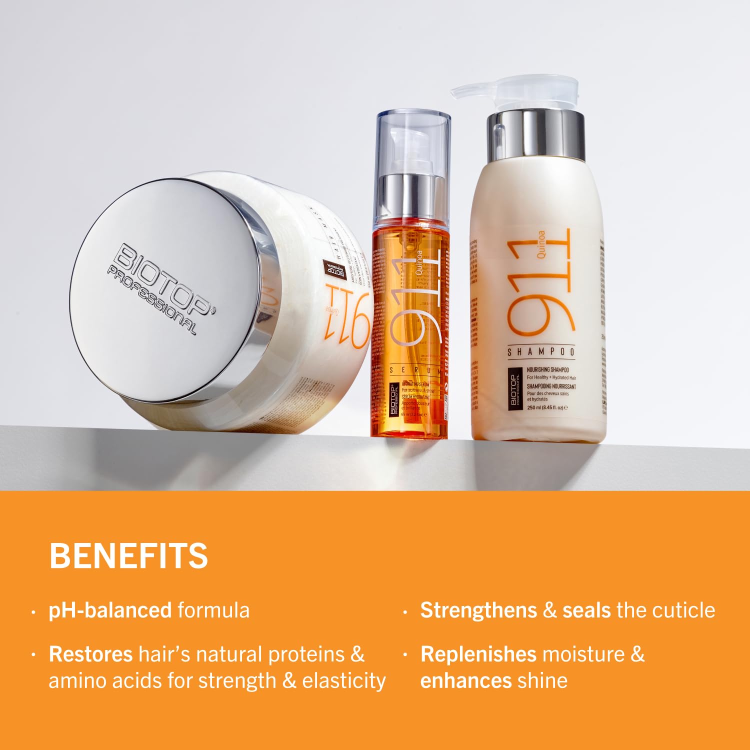 Biotop Professional 911 Quinoa Hair Repair Oil adds natural shine to strands