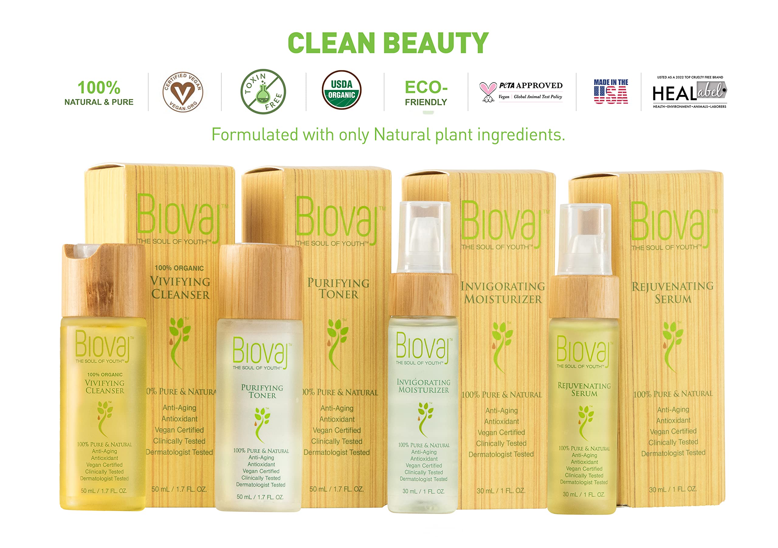 Biovaj Invigorating Moisturizer label emphasizes vegan and cruelty-free skincare.