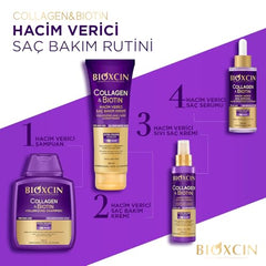 BIOXCIN Collagen Biotin Volume Hair Cream consistency close-up shows nourishing texture