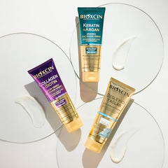 BIOXCIN Collagen Biotin Volume Hair Cream hands applying for easier detangling