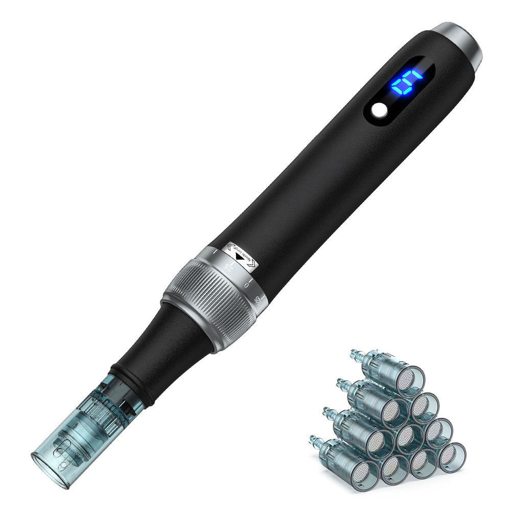 Bird Here Derma Roller face close-up with 0.25mm needles for at-home skincare.