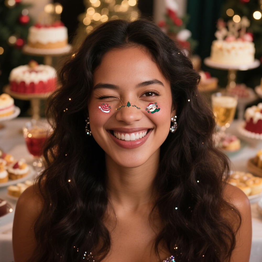 Bisonful festive look Christmas makeup tattoos for teens and women