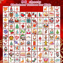 Bisonful Christmas party tattoos with Santa and trees for party favors