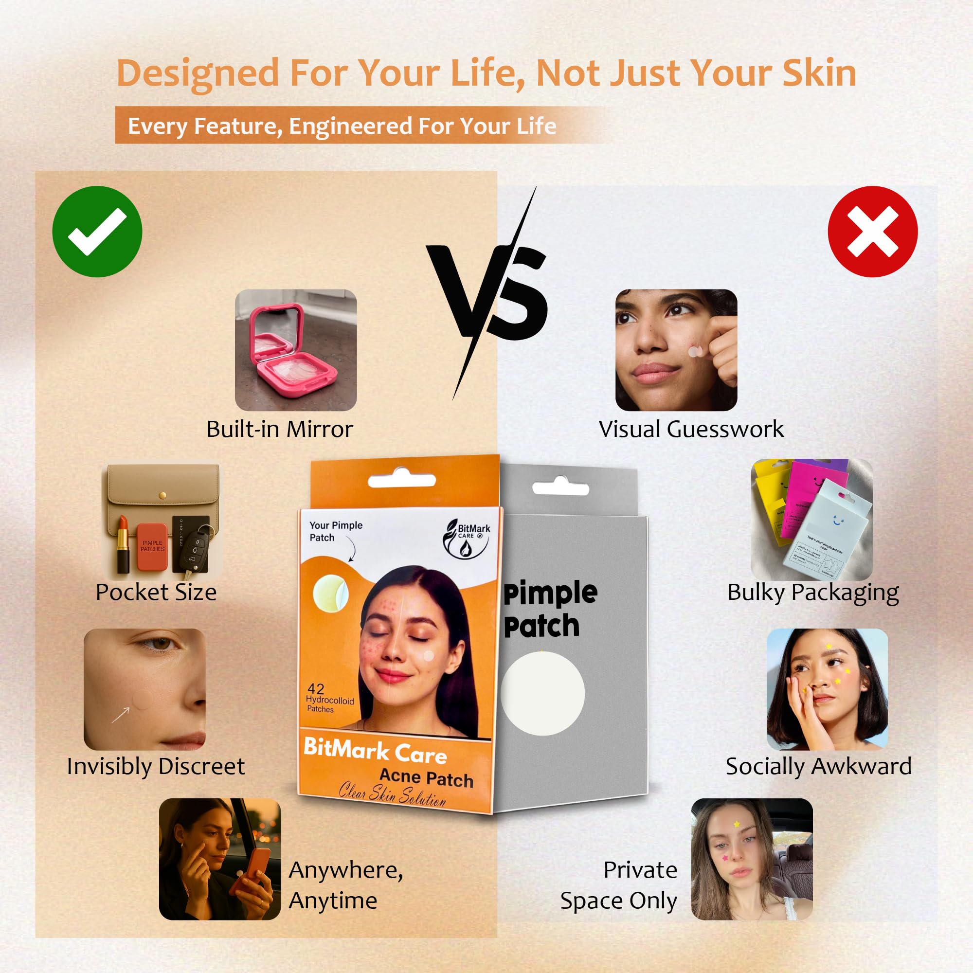 BitMark Care patches provide discreet clear coverage for day use.