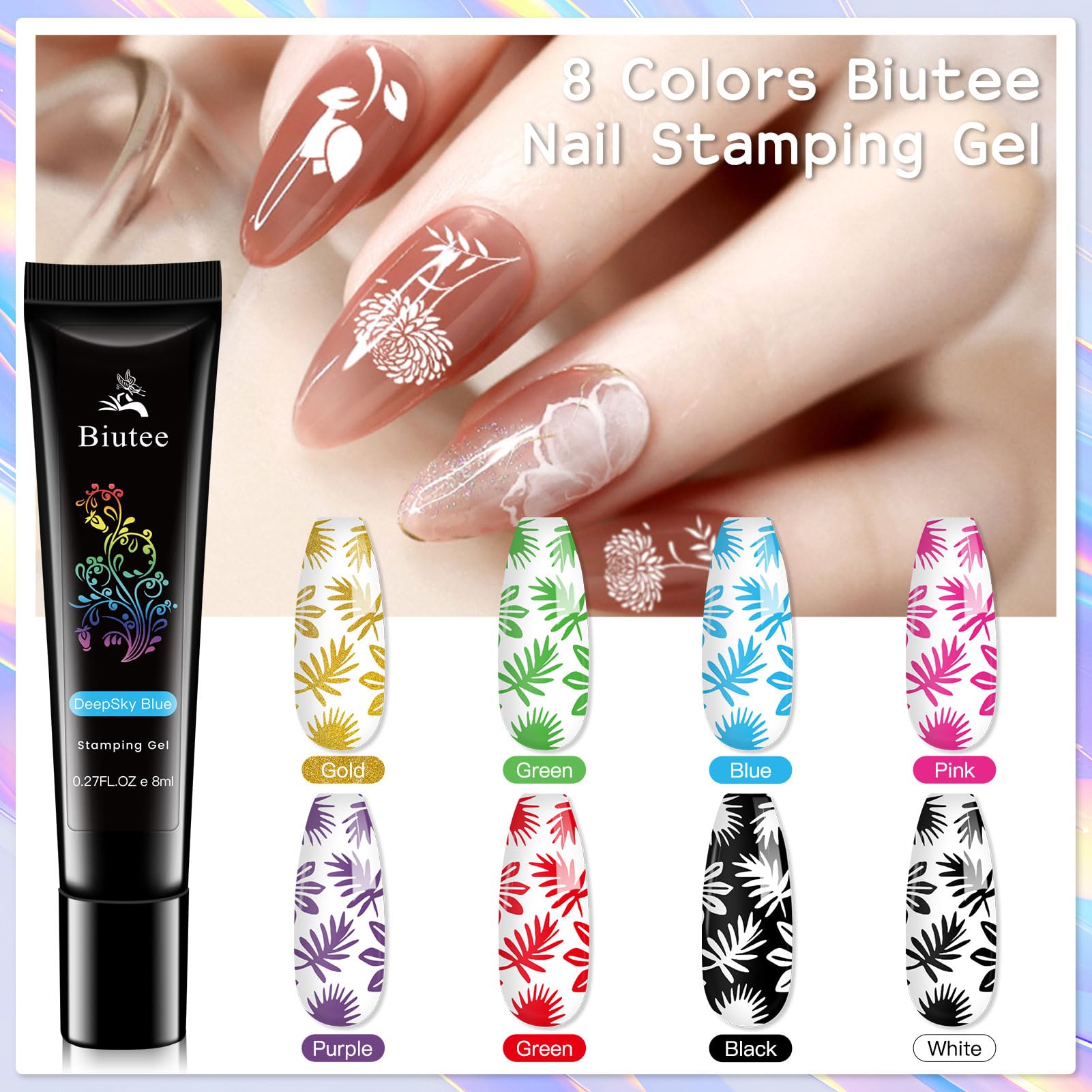 Biutee silicone stamper with clear head for precise pickup of designs