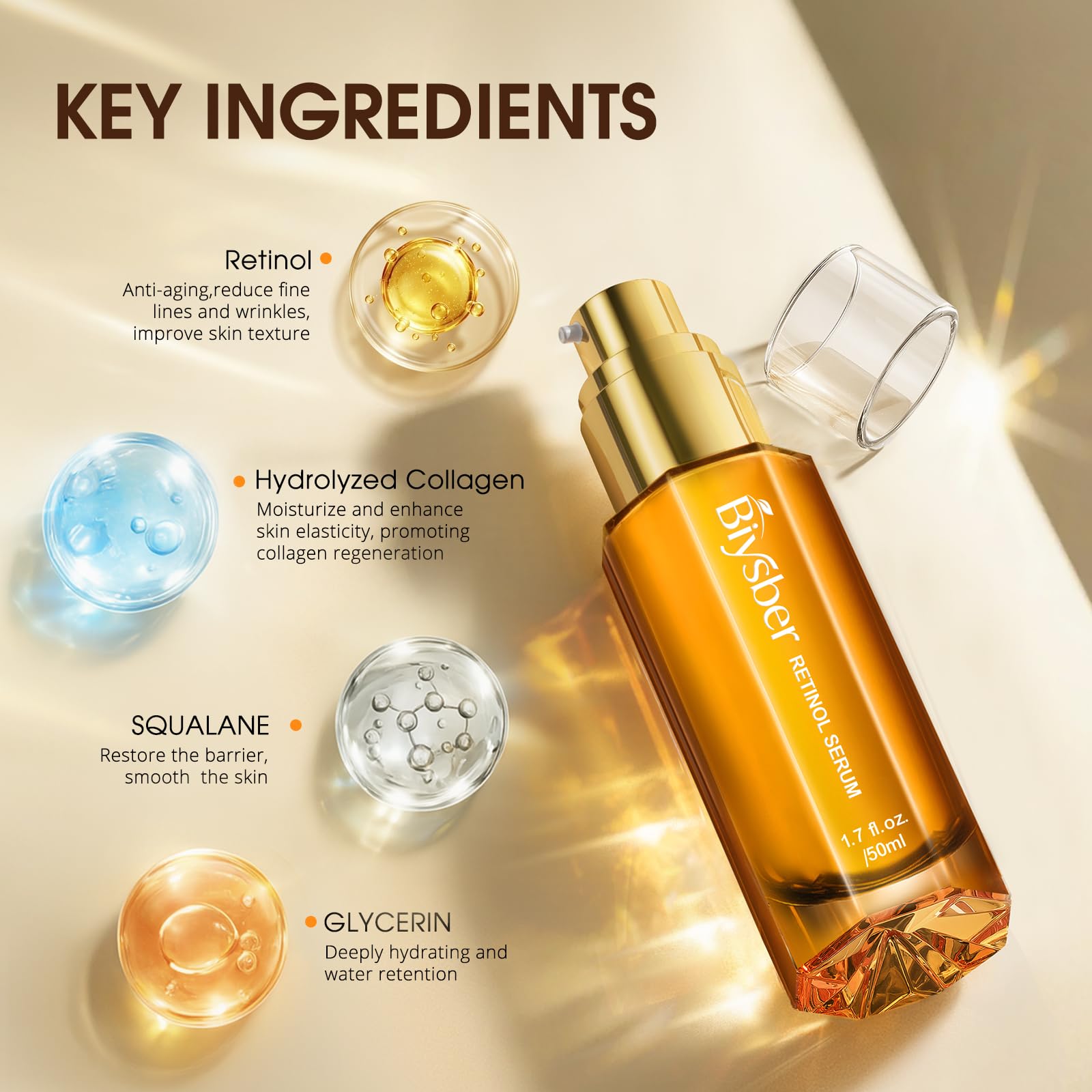 BIYSBER hydrolyzed collagen close-up suggests replenishment for smoother contours.