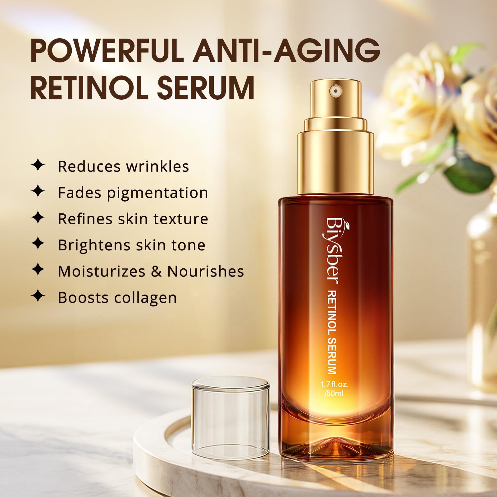 Emballage de 50 ml BIYSBER sérum retinol-collagène