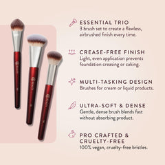 BK Beauty Core Complexion Trio 116 small round foundation brush blends cream products effortlessly.