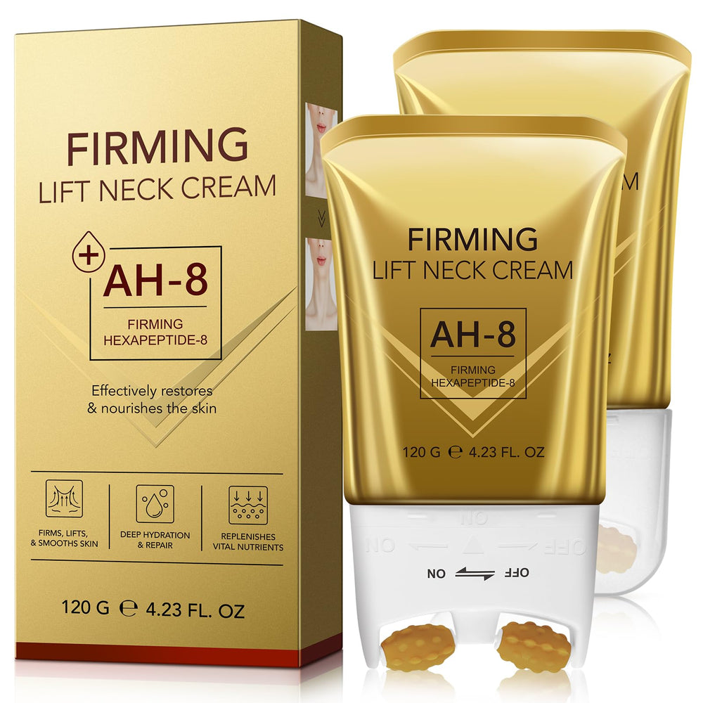 BKKTfBWK AH8 Firming Neck Cream roller close-up for deeper absorption and lift.